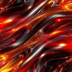Obraz premium Beautiful Rich Abstract Wave Technology Background with Liquid Metal and Intertwining Red Color Streams, Stunning Abstract Wave Technology Background Featuring Liquid Metal and Vibrant Yellow Streams,