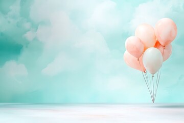 Obraz premium Love-filled valentine's day balloons romantic atmosphere soft colors serene setting