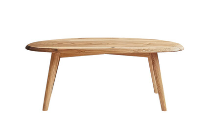 Modern wooden table with a smooth finish, elegantly displayed against a simple background in a well-lit interior setting on transparent background