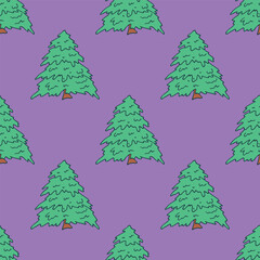 Seamless pattern with geometric minimal scandinavian Christmas tree doodle for decorative print, wrapping paper, greeting cards and fabric