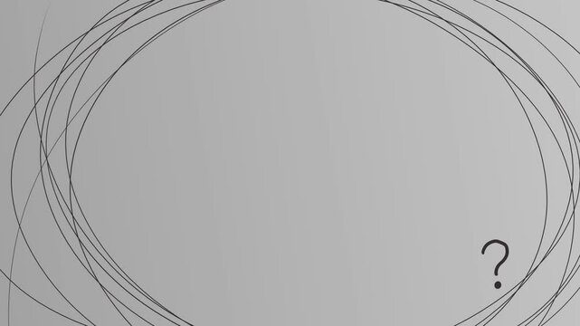 The round frame consists of a thin line or wire. There is a question mark in the lower corner.
