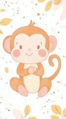 Fototapeta premium Cute Monkey Illustration for Nursery Decor