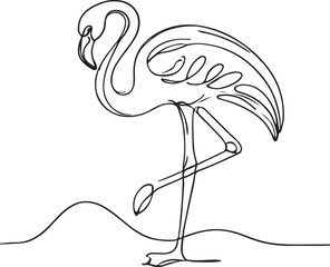 Flamingo in Simple Line Art Vector Illustration for Stylish Designs