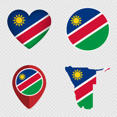 Namibia Flag Icons Pack. Vector illustration.