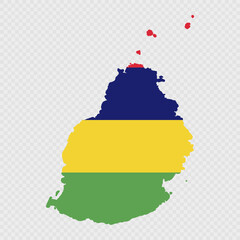 Obraz premium Mauritius map silhouette with flag.