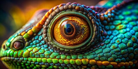 Fototapeta premium Close-Up Chameleon Portrait: Nighttime Reptile Photography