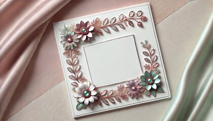 Elegant Floral Frame with Pastel Flowers and Sophisticated Ornamental Details