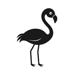 Elegant black flamingo silhouette on white.