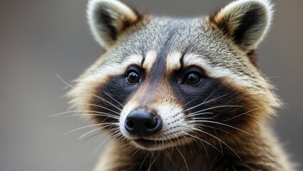 A close up of a raccoon looking at the camera.