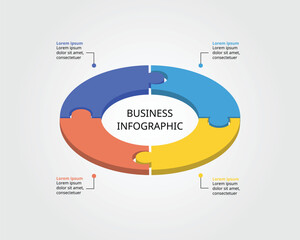 Jigsaw template with number for infographic for presentation for 4 element