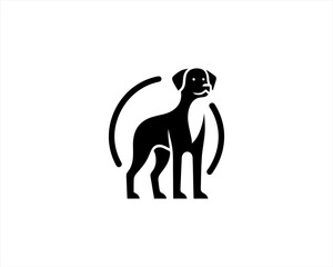 Dog Silhouette logo design vector illustration. Black and white dog logo template	