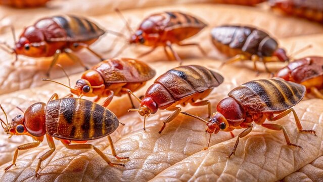 Close-up Macro Photograph of Several Actual-Size Bed Bug Bites on Human Skin