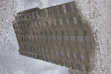 reflection of the building after rain