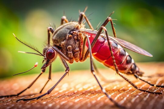 Close-up Macro Shot of Infected Mosquito Bite with Pus,  Inflammation and Swelling on Skin