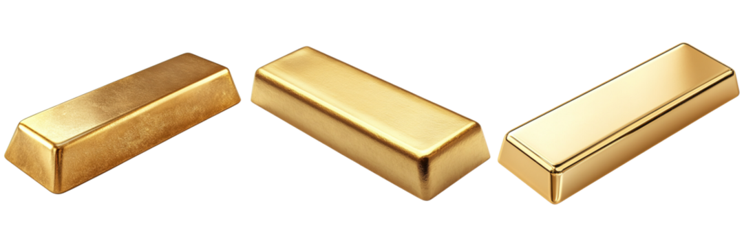 Elegant Rectangular Gold Bar with Polished Surfaces on Transparent Background