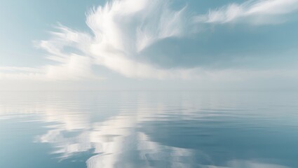 clouds reflection on sea water nature seascape landscape background.