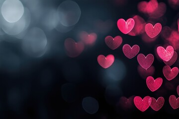 Heart bokeh lights, soft focus, abstract background, romantic atmosphere