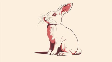 Illustration of a Rabbit in Cute Cartoon Style, Soft Pastel Tones