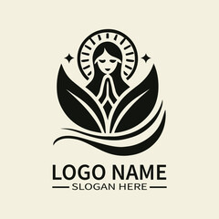 Praying Woman Logo Design, Woman in Prayer Logo, Spiritual Woman Logo, Faithful Woman Logo, Hopeful Woman Logo