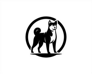 Dog Silhouette logo design vector illustration. Black and white dog logo template	
