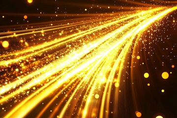 Golden Light Trails: A Radiant Abstract Artwork