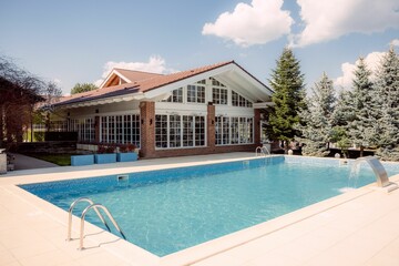 Modern house with outdoor pool.