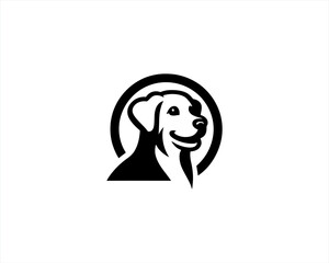 Dog Silhouette logo design vector illustration. Black and white dog logo template	