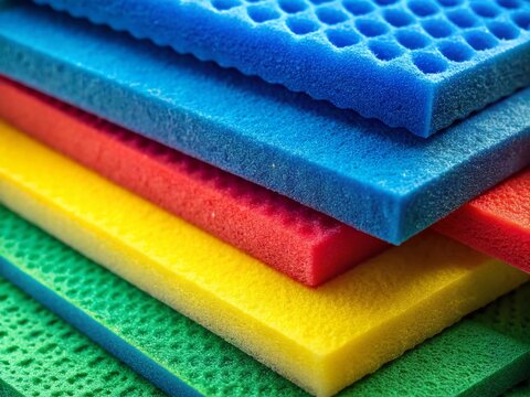 Close-up Texture of Soft, Flexible EVA Foam Sheets - Various Colors and Thicknesses