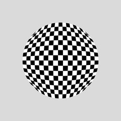 Chess pattern sphere globe set, Optical illusion checkerboard ball, Vector illustration.