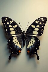 Large butterfly wings with black body and white spots, wildlife, nature