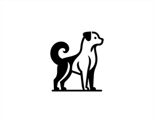 Dog Silhouette logo design vector illustration. Black and white dog logo template	