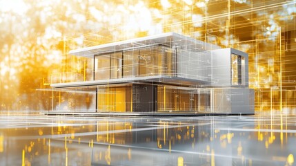 Futuristic Smart Home 3D Model Blueprint Design