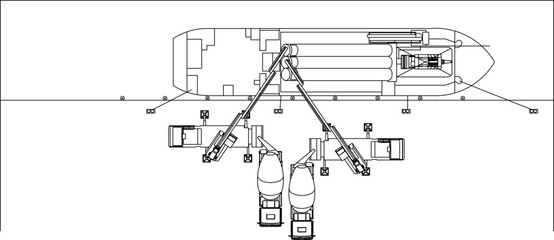 vector design illustration of architectural engineering drawing of construction plan of ship dock repair.eps