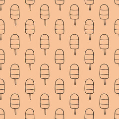 Fototapeta premium Seamless pattern with ice cream doodle for decorative print, wrapping paper, greeting cards, wallpaper and fabric