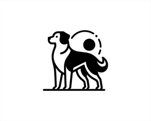 Dog Silhouette logo design vector illustration. Black and white dog logo template	