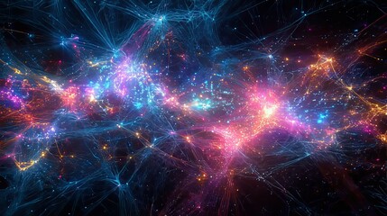 Cosmic Nebula:  Vibrant Threads of Light and Color