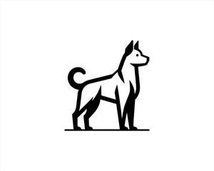 Dog Silhouette logo design vector illustration. Black and white dog logo template	