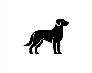 Silhouette Dog logo design icon symbol vector illustration. Black and white dog logo