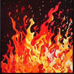 Fiery Abstract Flames: A Vibrant, Expressive Painting