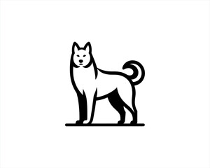 Silhouette Dog logo design icon symbol vector illustration. Black and white dog logo