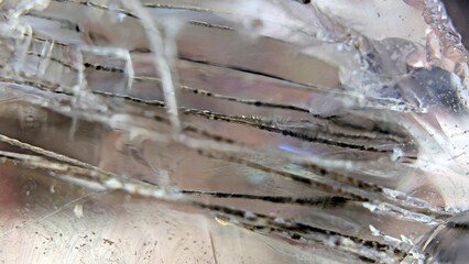 macrophotography of fibrous inclusions in a topaz crystal