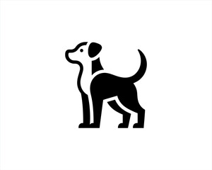 Silhouette Dog logo design icon symbol vector illustration. Black and white dog logo