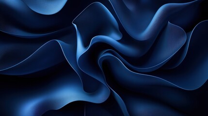 Obraz premium Abstract Dark Blue Waves Flowing in Elegant Textile Movement
