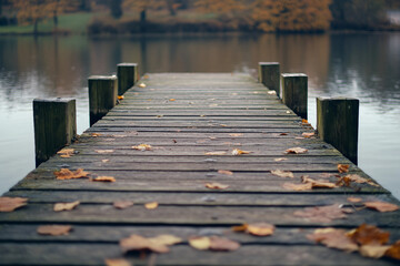 Empty locations showing wooden bridge generative ai