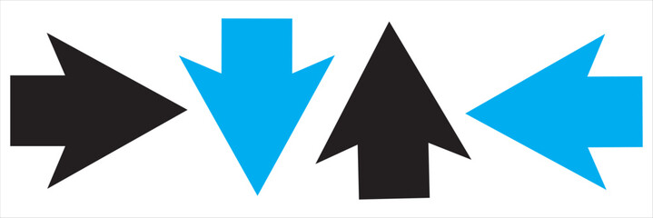 Color Bold arrow sign collection, set of black arrows icons, isolated . red black blue yellow, Bold Arrows.