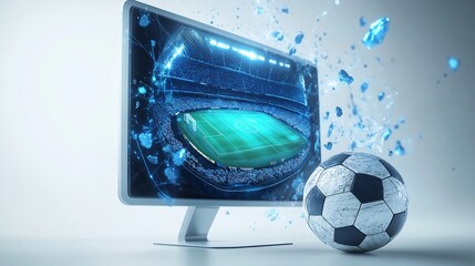 Futbol Digital: Soccer Match on Screen with Shattering Effect