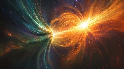 Naklejka premium dramatic depiction of magnetic storms on the sun, with bursts of energy interacting with space.