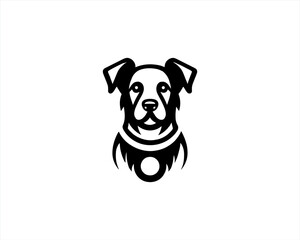 Silhouette Dog logo design icon symbol vector illustration. Black and white dog logo