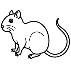 Cute  Line Art Gerbil Silhouette Black Vector Illustration