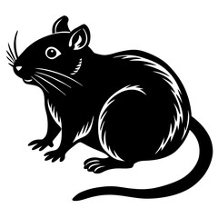 Cute  Line Art Gerbil Silhouette Black Vector Illustration